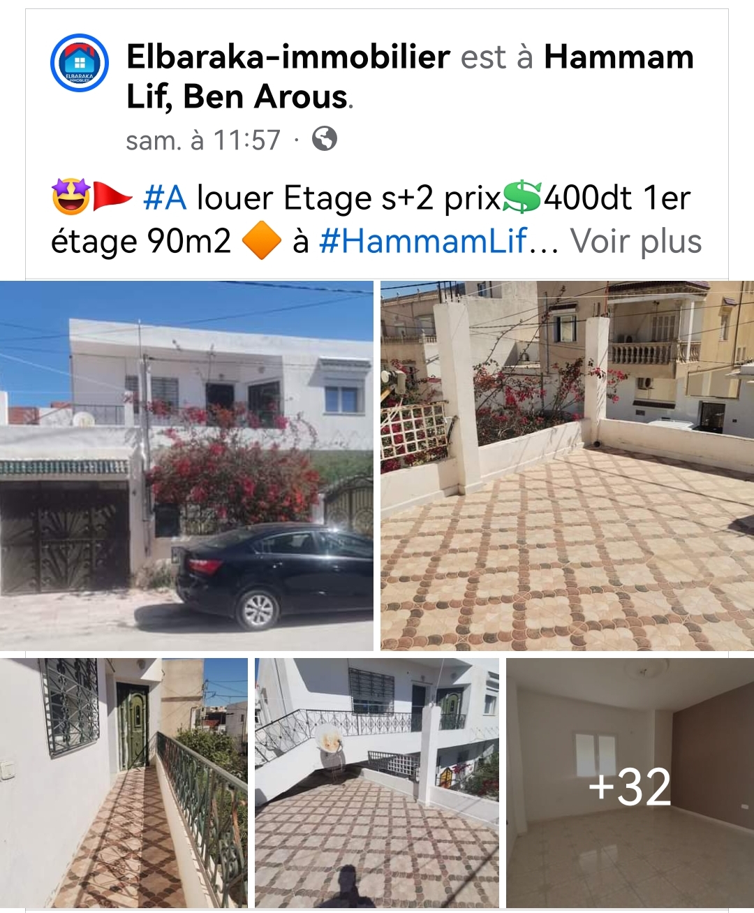Hammam Lif Hammam Lif Location Appart. 3 pices Appartement s2 a hammam lif 400dt 1er etage