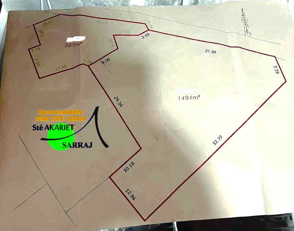 Akouda Chatt Meriem Terrain Terrain agricole Terrain 387m en face koussour gharnata