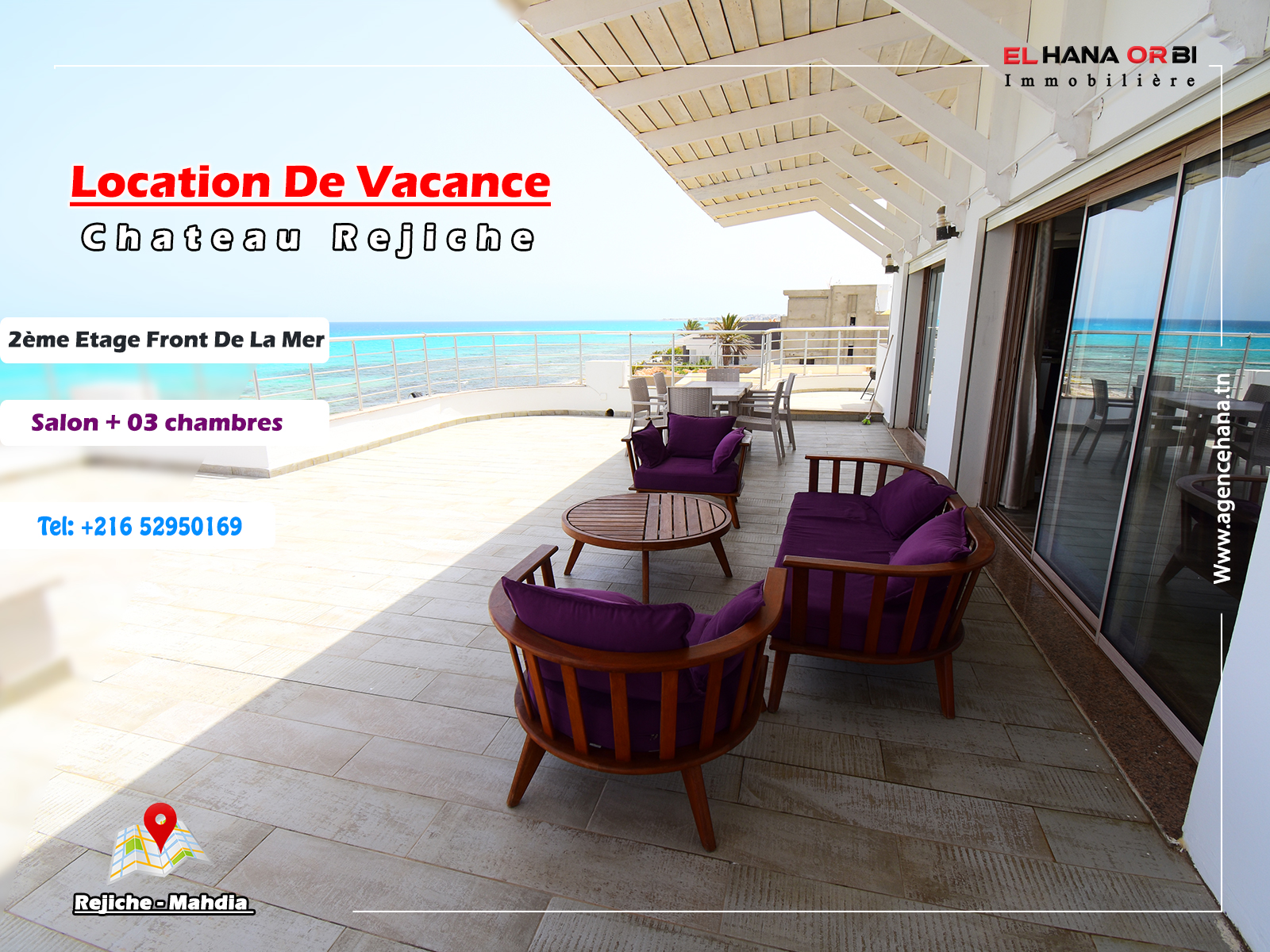 Mahdia Rejiche Location vacances Appart. 3 pices Chteau front de mer 2me tage pour vacance