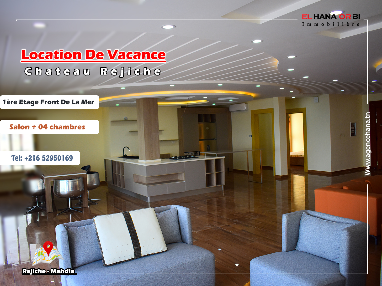 Mahdia Rejiche Location vacances Appart. 4 pices Chteau front de mer 1re tage pour vacance