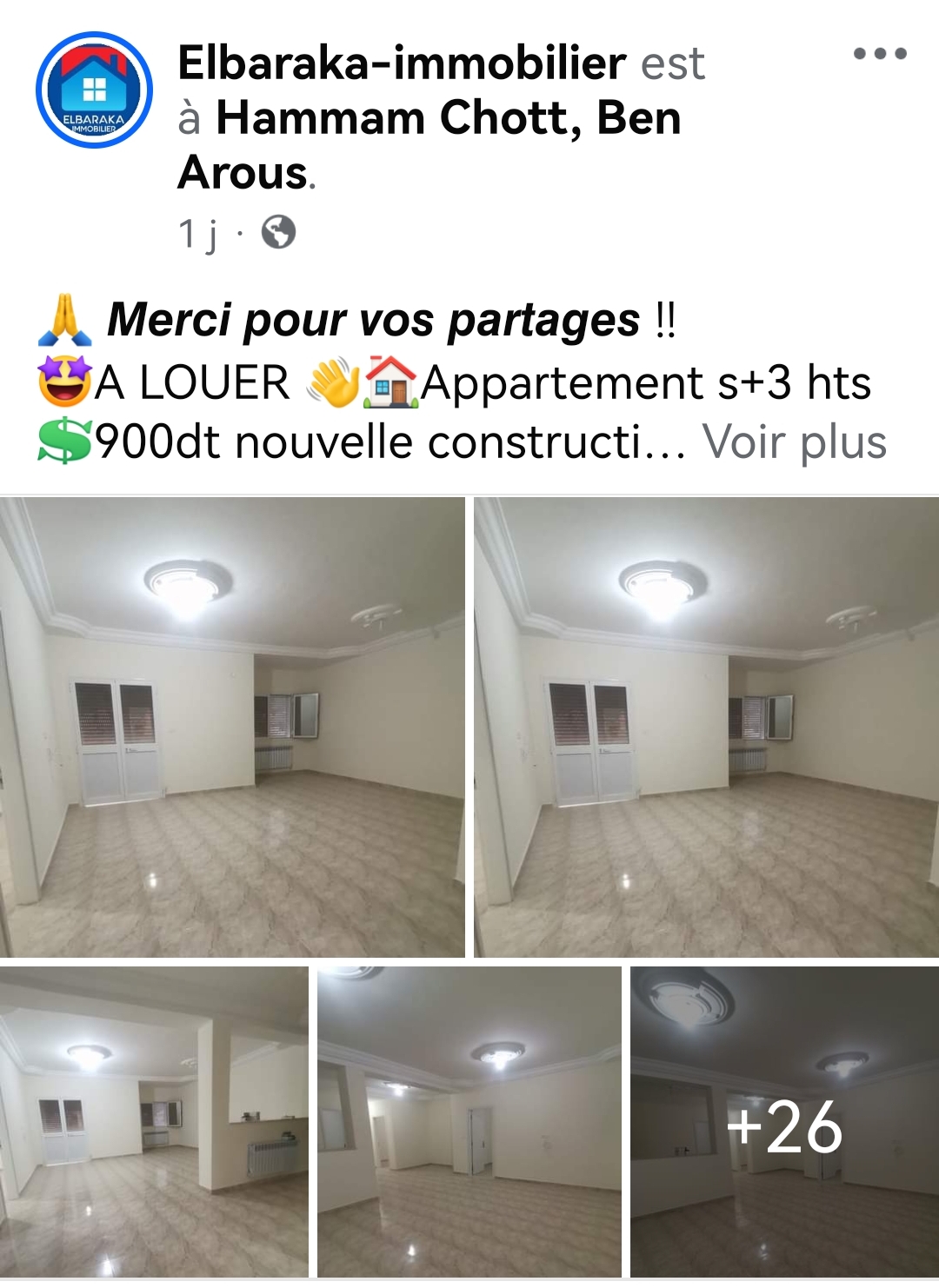 Hammam Chatt Hammam Chatt Location Appart. 4 pices Appartement s3 hts nouvelle construction 850dt