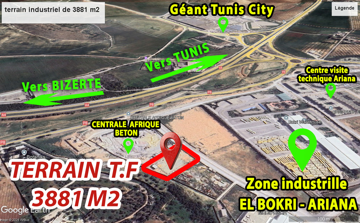 Sidi Thabet Cite El Bokri Terrain Terrain nu Terrain zone industrielle el bokri  ariana