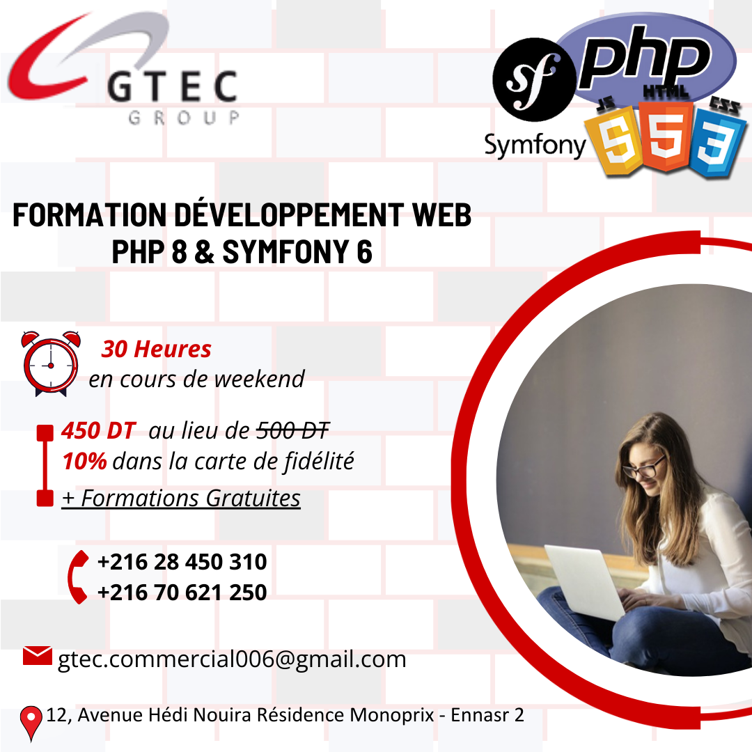 Ariana Ville Cite Ennasr 2 En groupe Autre Formation web php8 et symfony 6