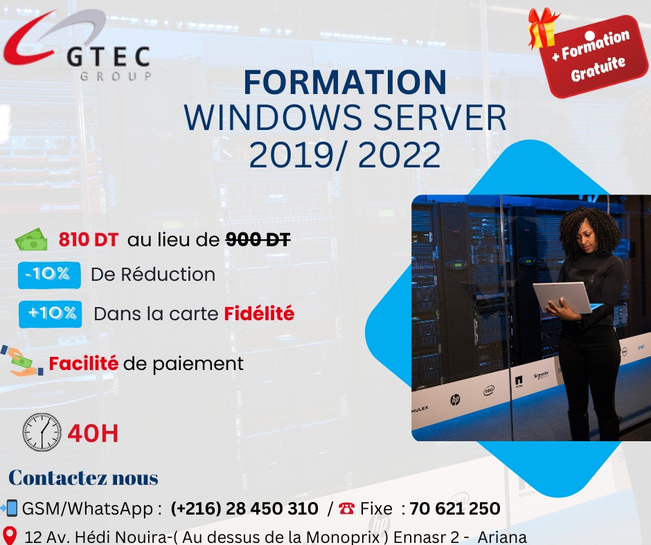 Ariana Ville Cite Ennasr 2 En groupe Autre Formation administrateur windows server