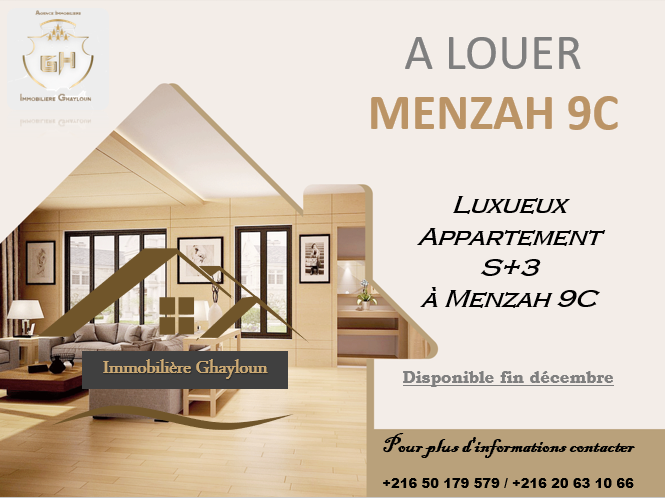 El Menzah El Menzah 9 Location Appart. 4 pices Appartement s3 neuf menzah 9c